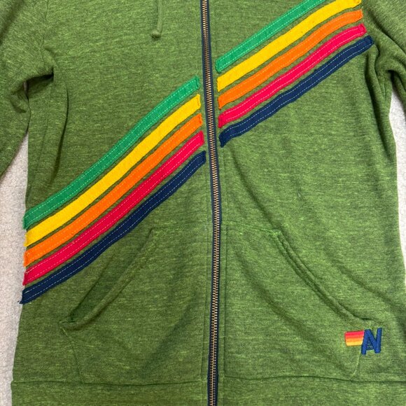 Aviator Nation Rainbow Stripe Zip Hoodie XS Good Used Condition - Picture 3 of 6